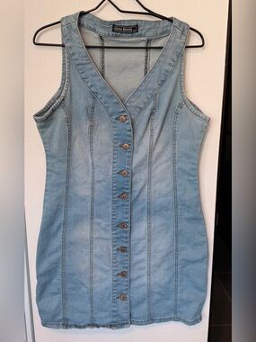 Rina Rossi Light Blue Denim Dress with Button Details
